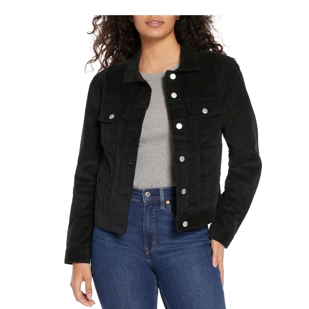NWT GAP Women's Black Puff Sleeve Corduroy Jacket Size XXL